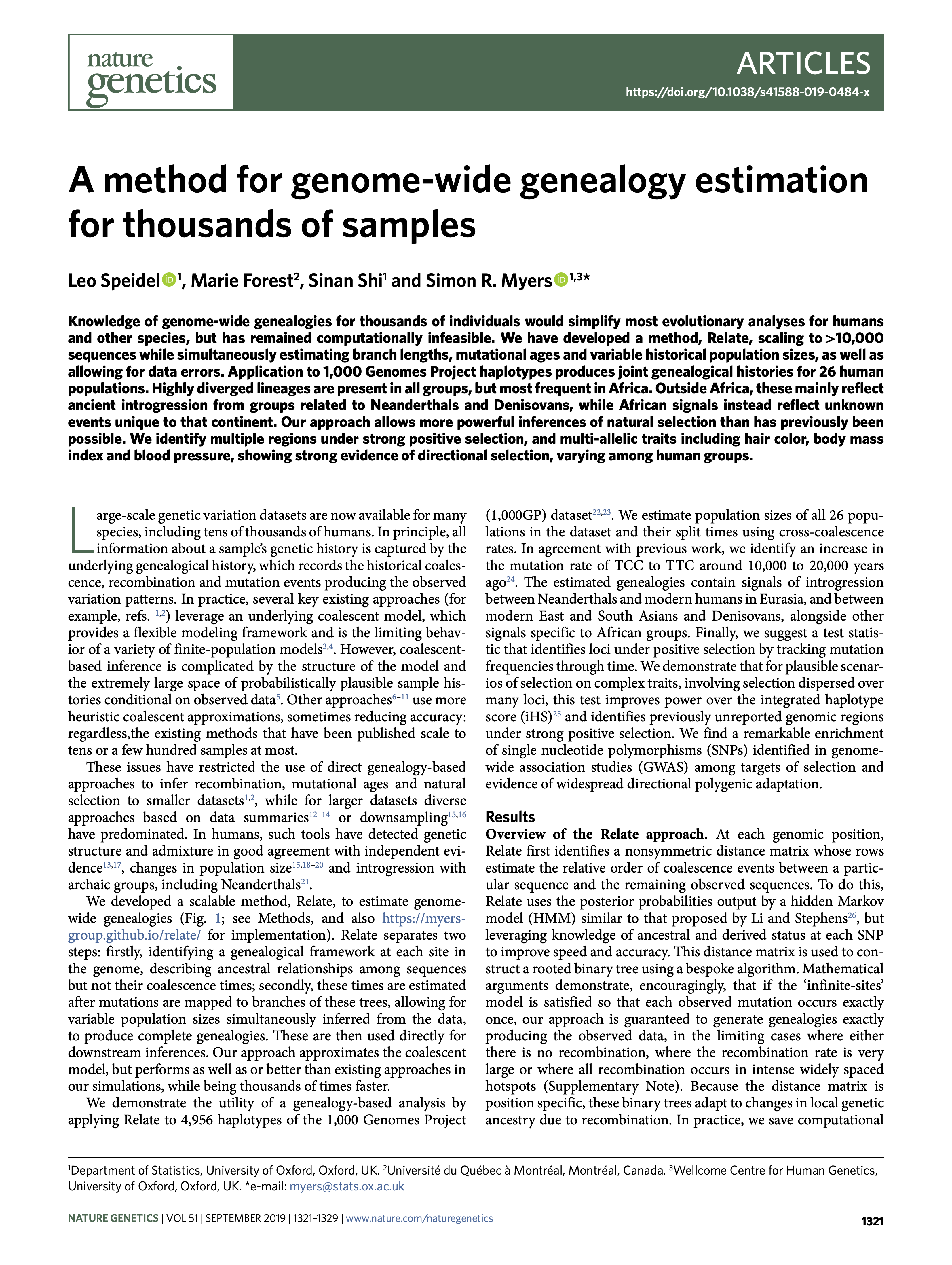 Genealogy inference using Relate